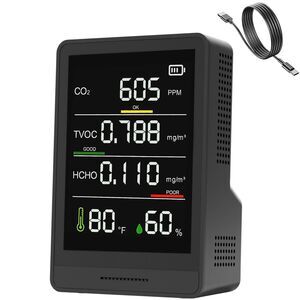 Air Quality Monitor, Professional & Accurate CO2, TVOC, HCHO, Humidity& Temp